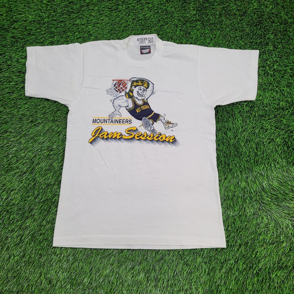 Vintage 90s WVU Basketball Shirt XS/S 17x25 White West-Virginia